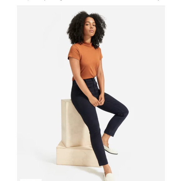 NWT Everlane cropped slim navy pant